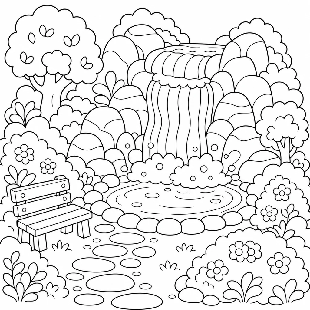 Disegno di cascata 8 da colorare
