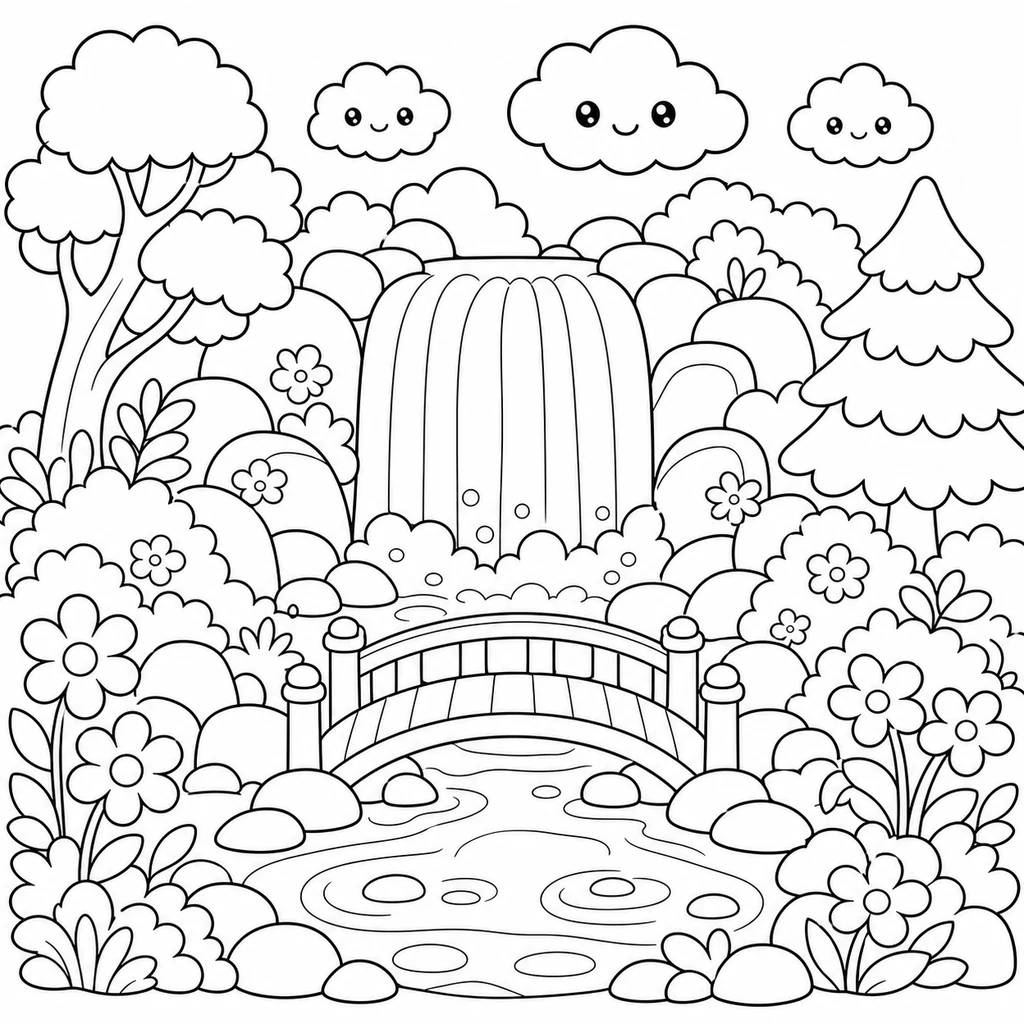 Disegno di cascata 10 da colorare