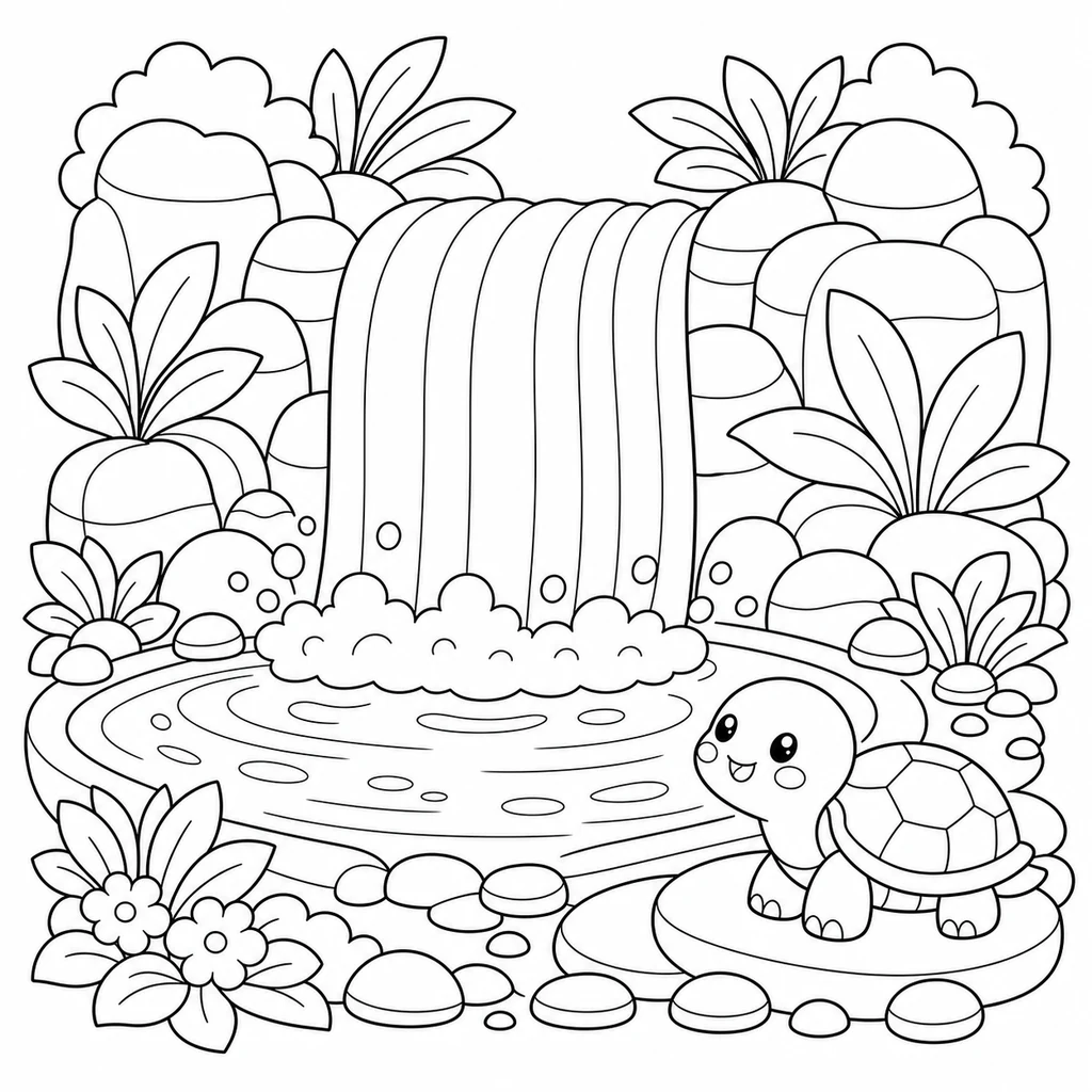 Disegno di cascata 11 da colorare