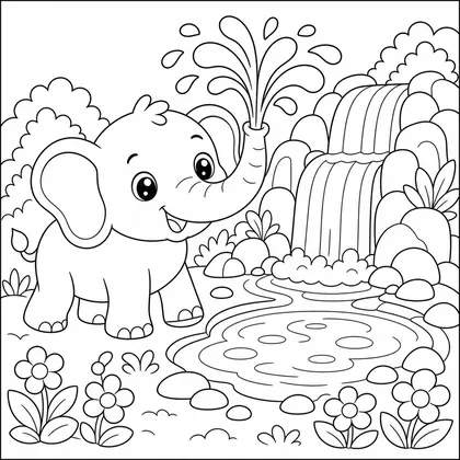 Dibujo de cascada de montaña para colorear