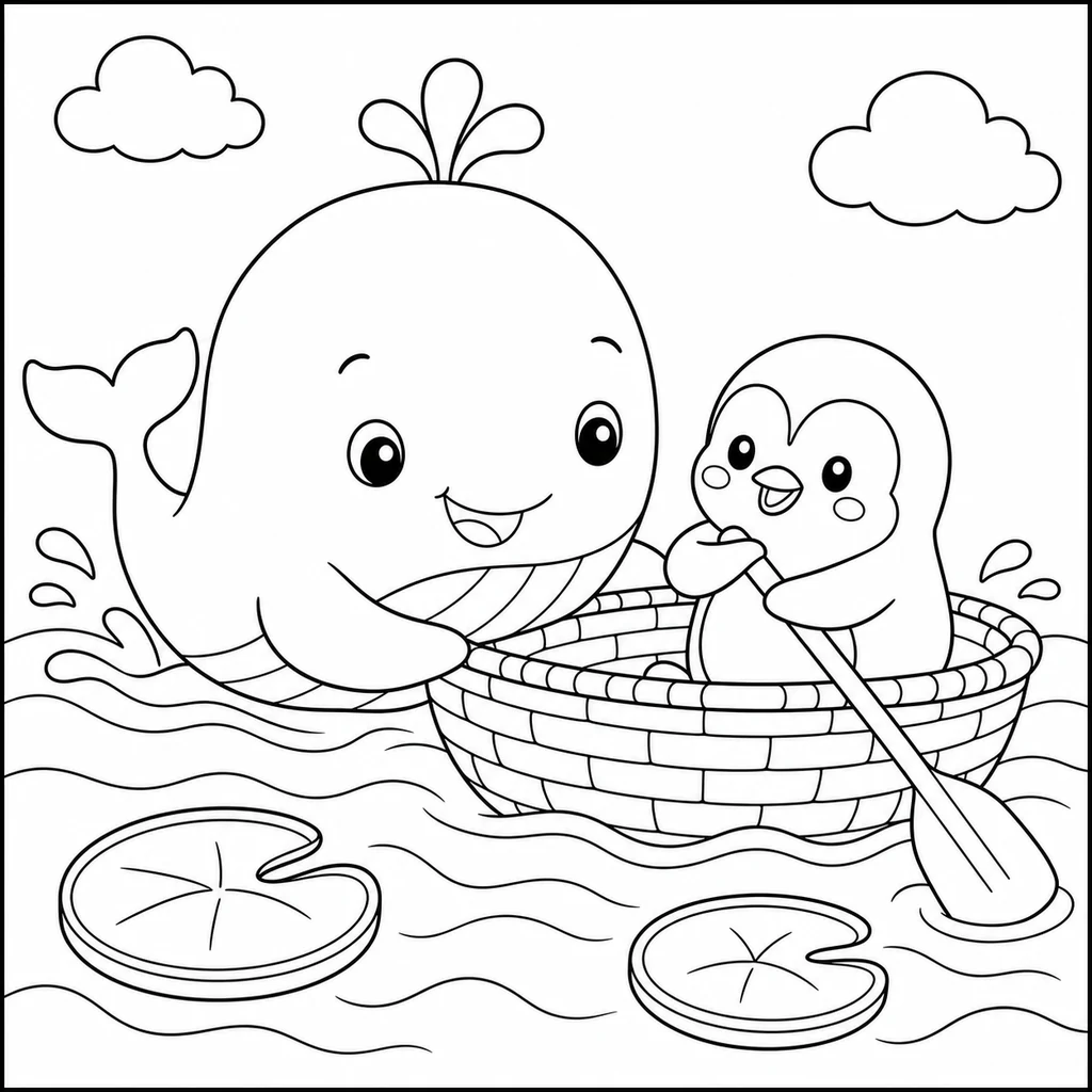 Coloriage : Baleine avec une petite île