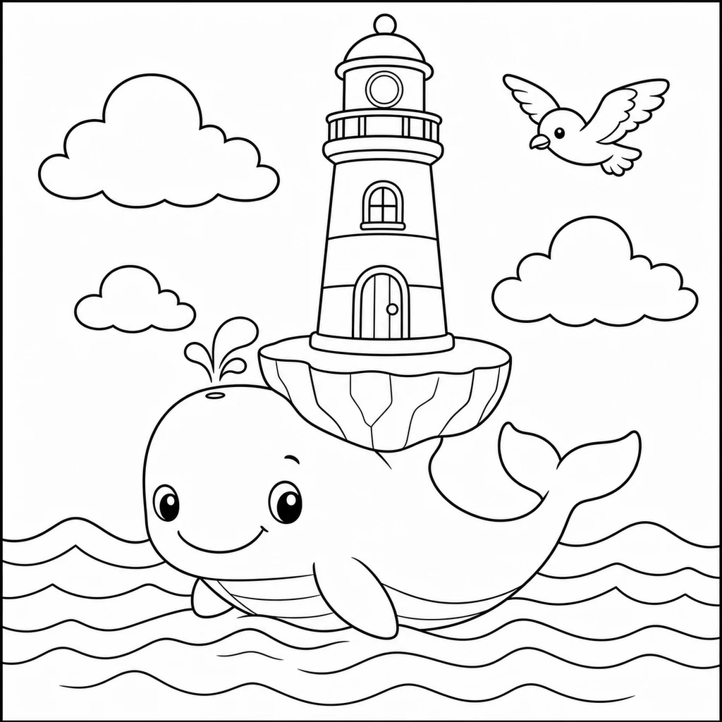 Coloriage : Baleine avec un plateau de muffins