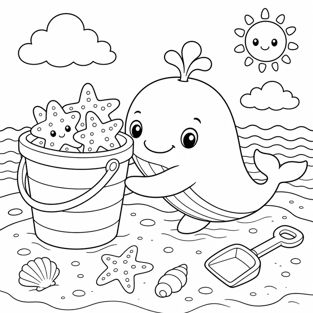 Coloriage : Baleine avec des bouées canard
