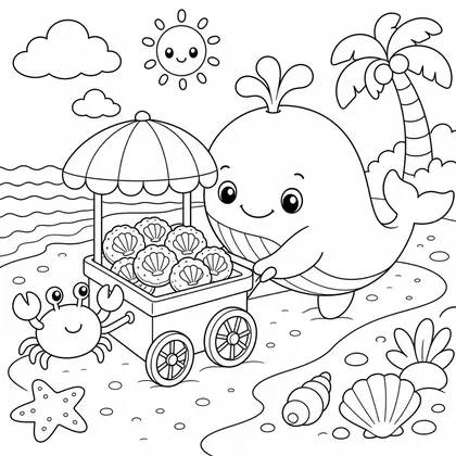 Whale with a bubble tower coloring page