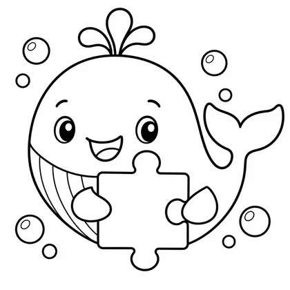 Dibujo de ballena con puzzle para colorear