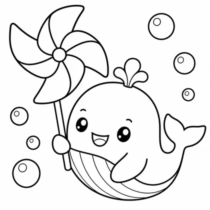 Dibujo de ballena con molinillo para colorear
