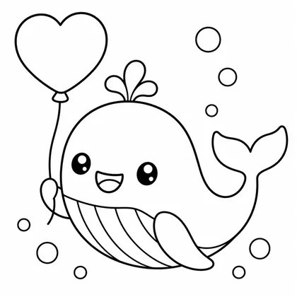 Dibujo de ballena con cupido para colorear