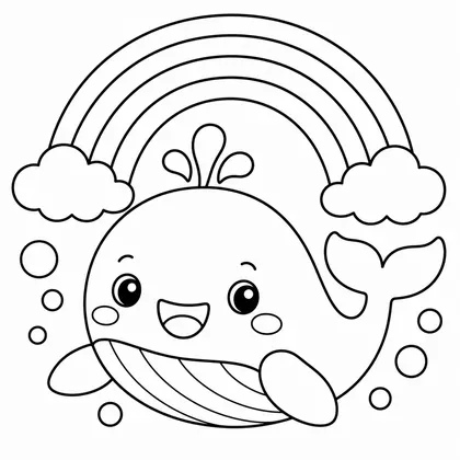 Dibujo de ballena con arco para colorear