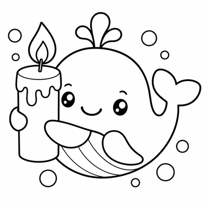 Dibujo de ballena con vela para colorear