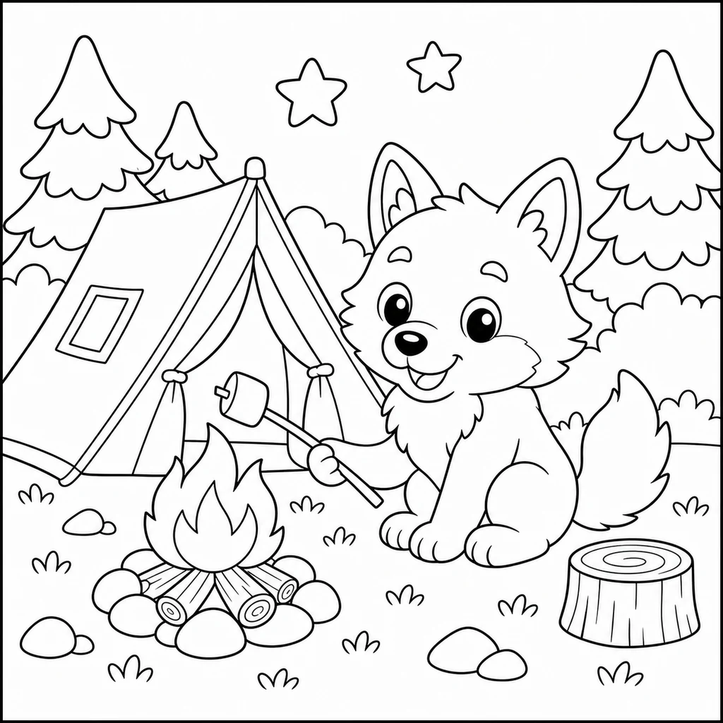 Wolf 6 zum Ausmalen