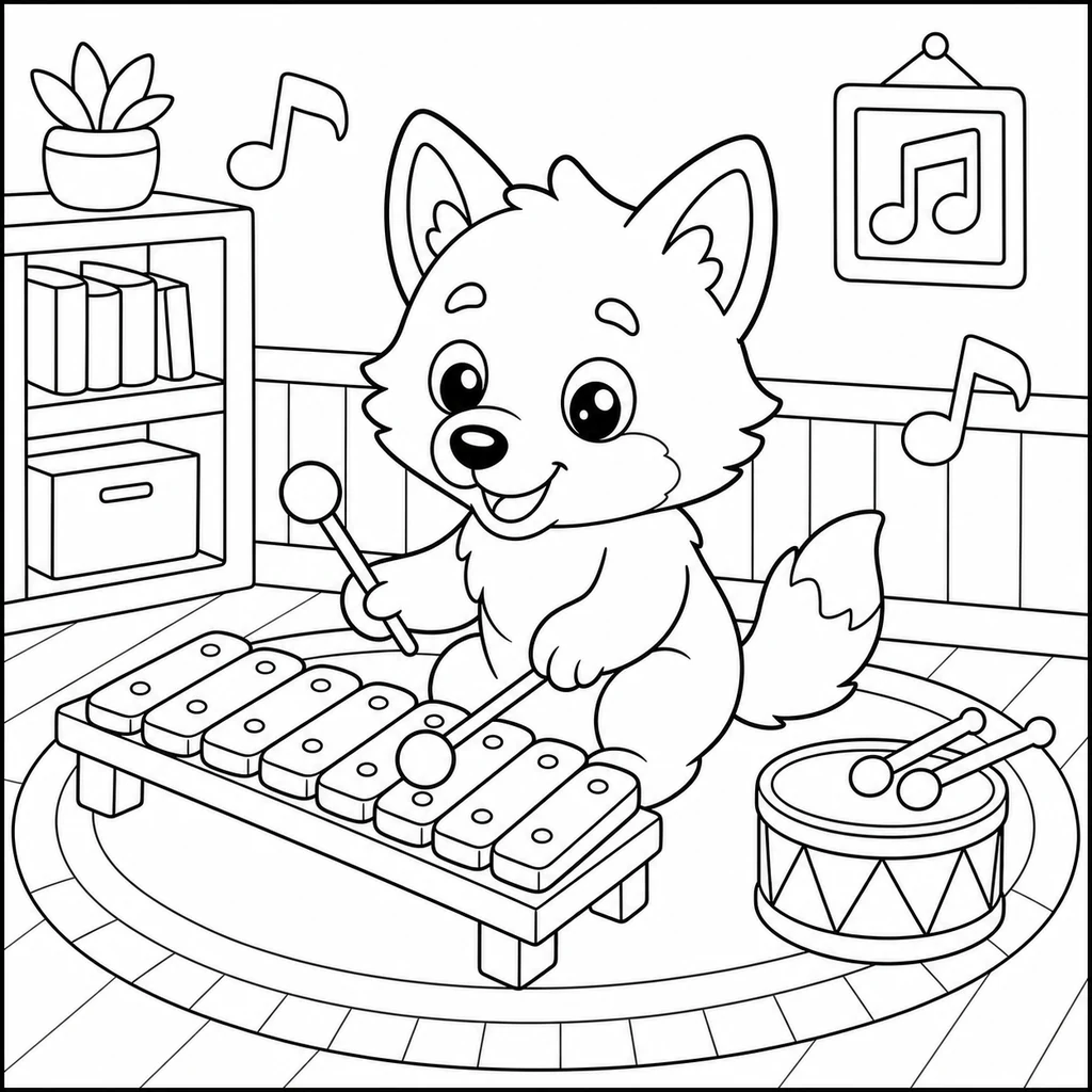 Wolf 9 zum Ausmalen