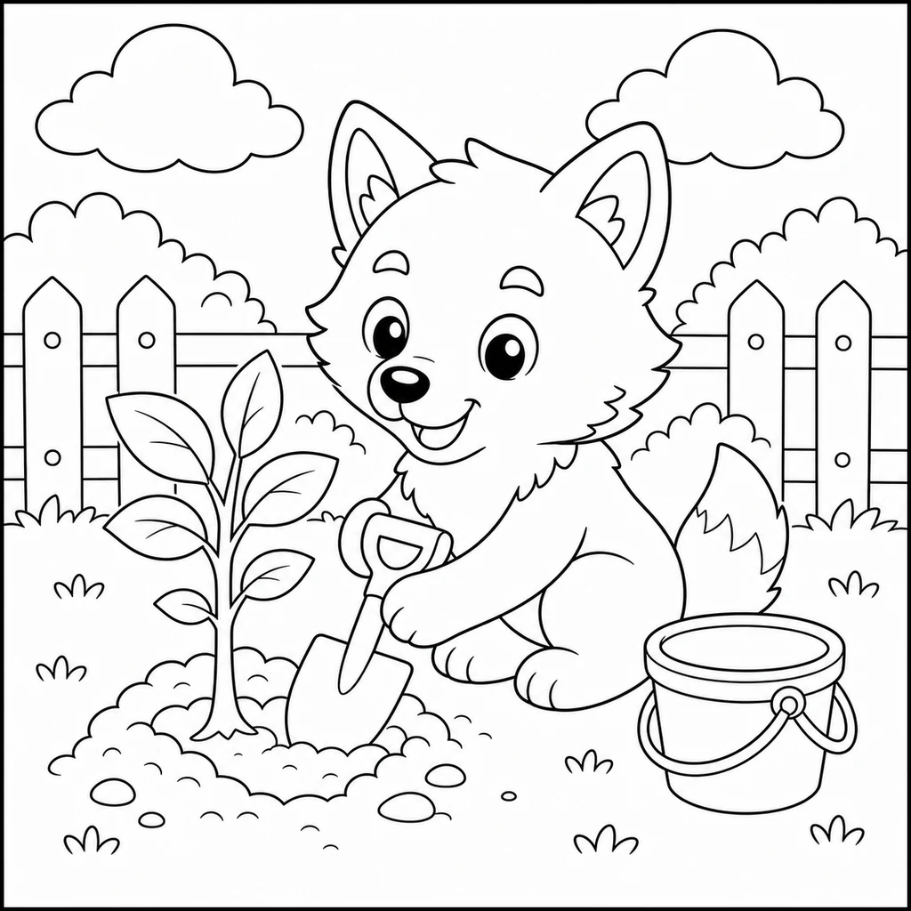 Wolf 10 zum Ausmalen