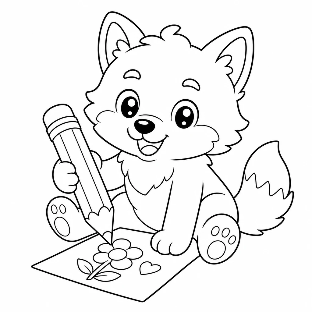Wolf 24 zum Ausmalen