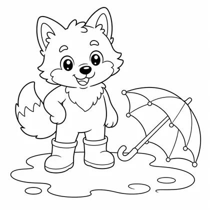 Wolf with a pinwheel coloring page