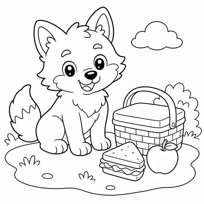 Wolf with a pencil and paper coloring page