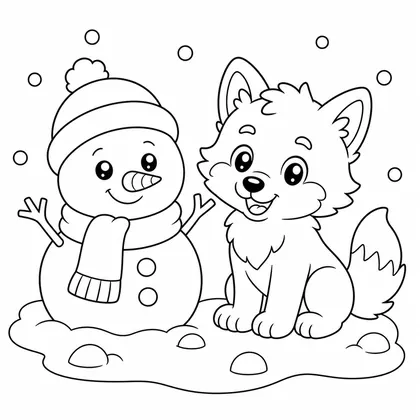 Wolf with a lollipop and bag coloring page