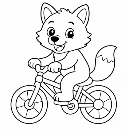 Dibujo de lobo en bicicleta para colorear