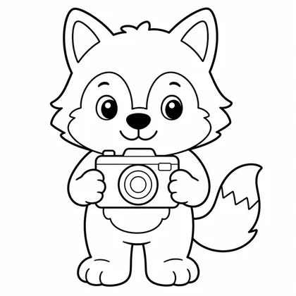 Dibujo de lobo con cámara para colorear