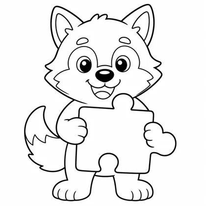 Dibujo de lobo con puzzle para colorear