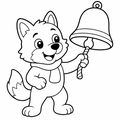 Dibujo de lobo con campana para colorear
