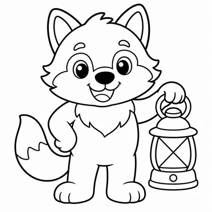 Dibujo de lobo con linterna para colorear