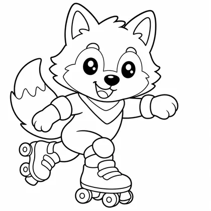 Dibujo de lobo con patines para colorear