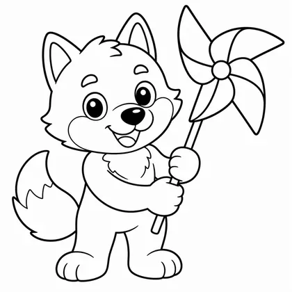 Dibujo de lobo con molinillo especial para colorear