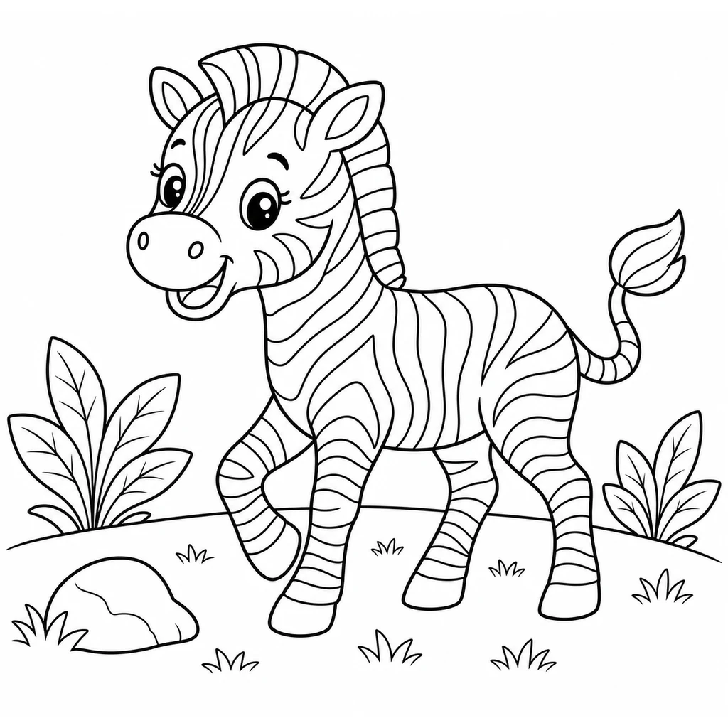 Coloriage : Zèbre qui joue