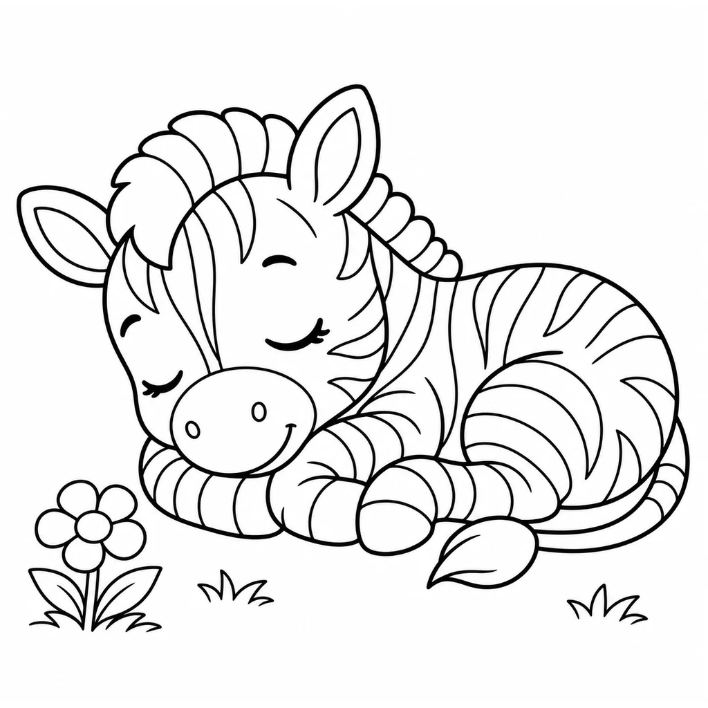 Coloriage : Zèbre parmi les plantes