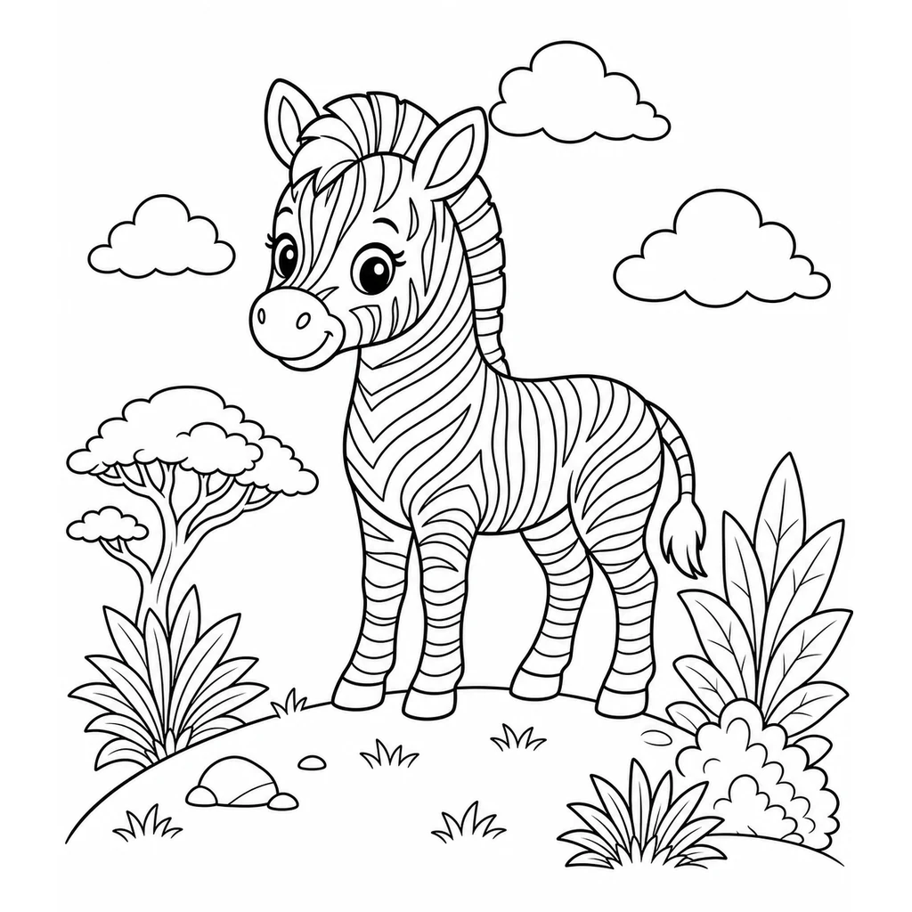 Coloriage : Zèbre debout