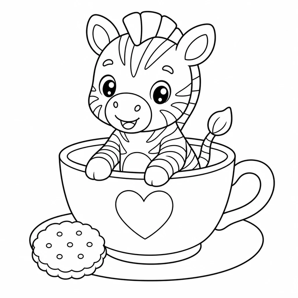Coloriage : Zèbre dans une tasse