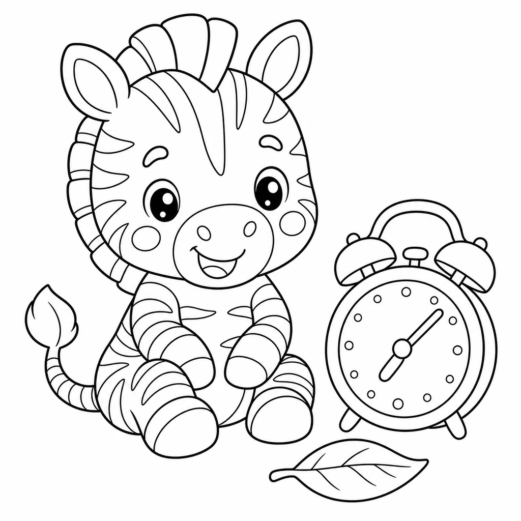 Coloriage : Zèbre avec un réveil
