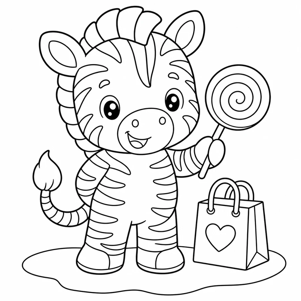 Coloriage : Zèbre avec une veste et un sac