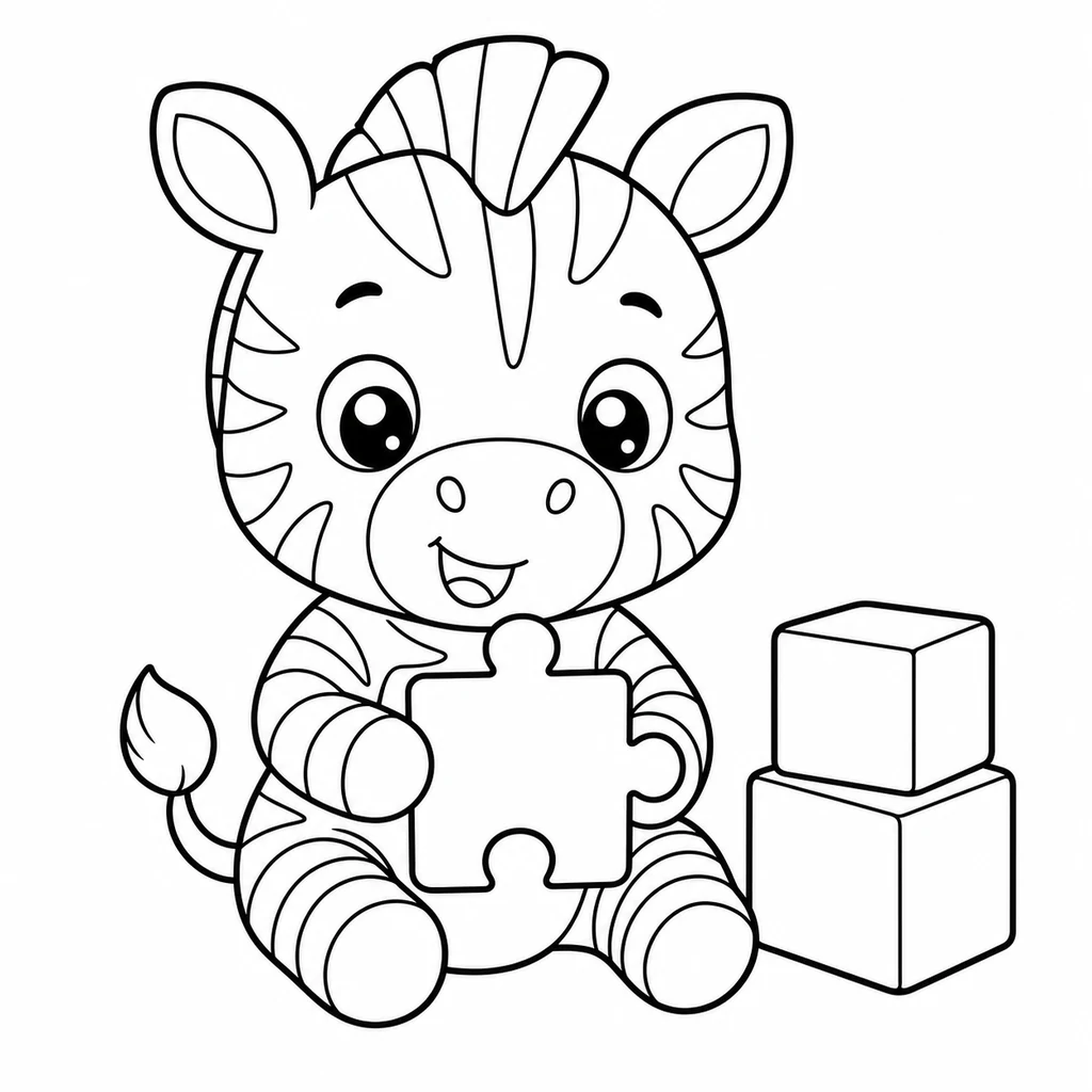 Coloriage : Zèbre avec un puzzle