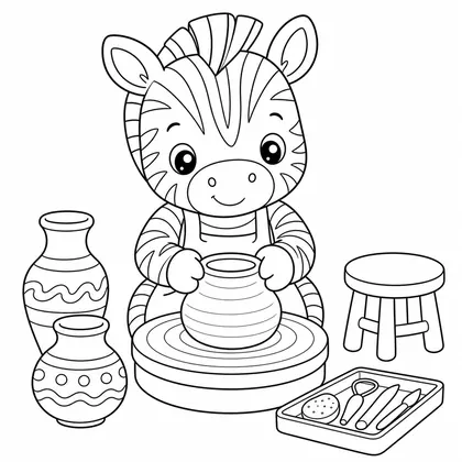 Dibujo de cebra haciendo cerámica para colorear
