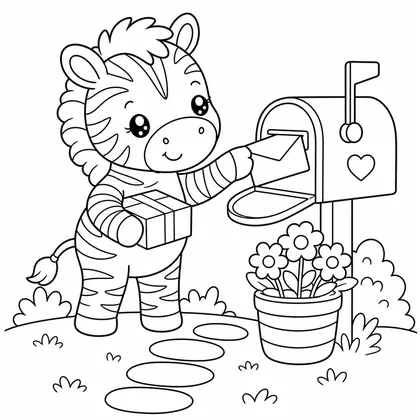 Dibujo de cebra en buzón para colorear
