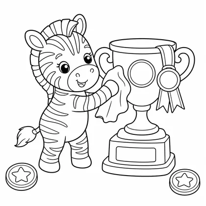 Dibujo de cebra con trofeo para colorear