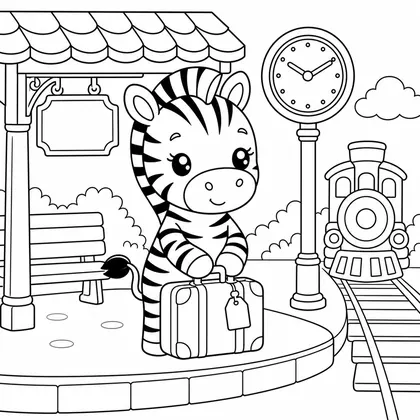 Dibujo de cebra en estación para colorear