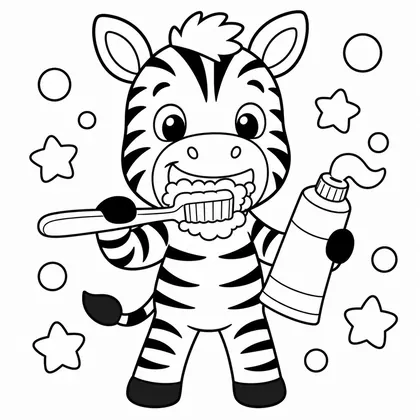 Dibujo de cebra lavándose los dientes para colorear