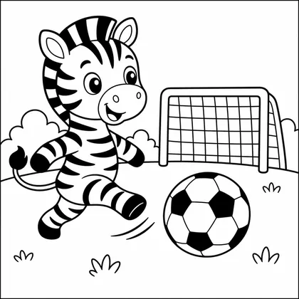 Dibujo de cebra jugando al fútbol para colorear