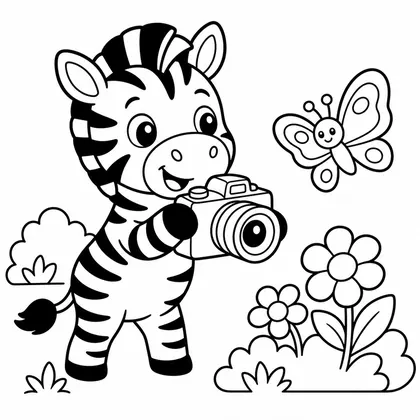 Dibujo de cebra con cámara para colorear