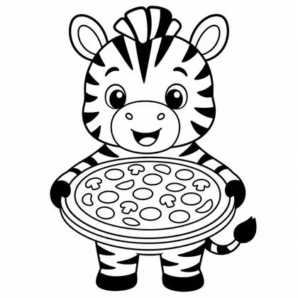 Dibujo de cebra con pizza para colorear