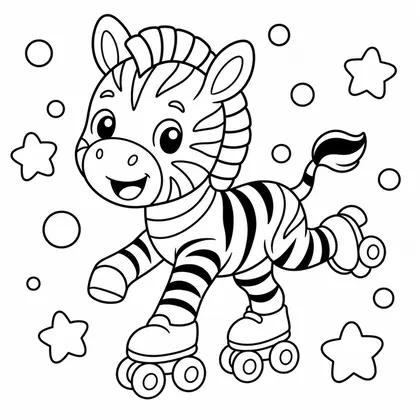 Dibujo de cebra en patines para colorear