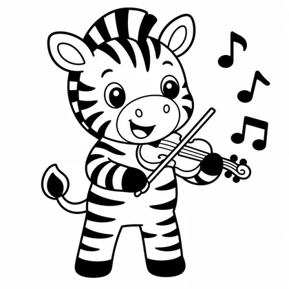 Dibujo de cebra con violin para colorear