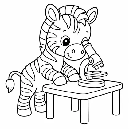 Dibujo de cebra con microscopio para colorear
