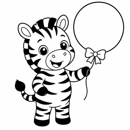 Dibujo de cebra con globo para colorear