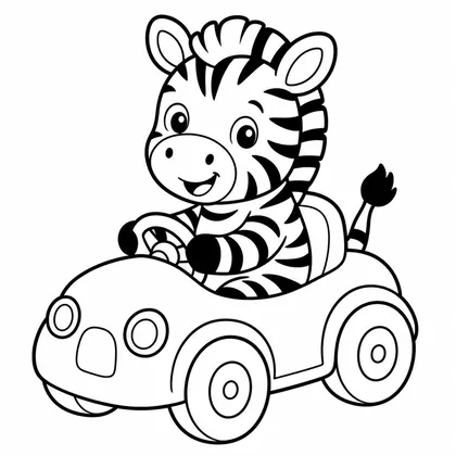 Dibujo de cebra en coche de juguete para colorear