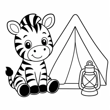 Dibujo de cebra en camping para colorear