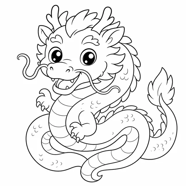 Dibujo de dragón chino para colorear